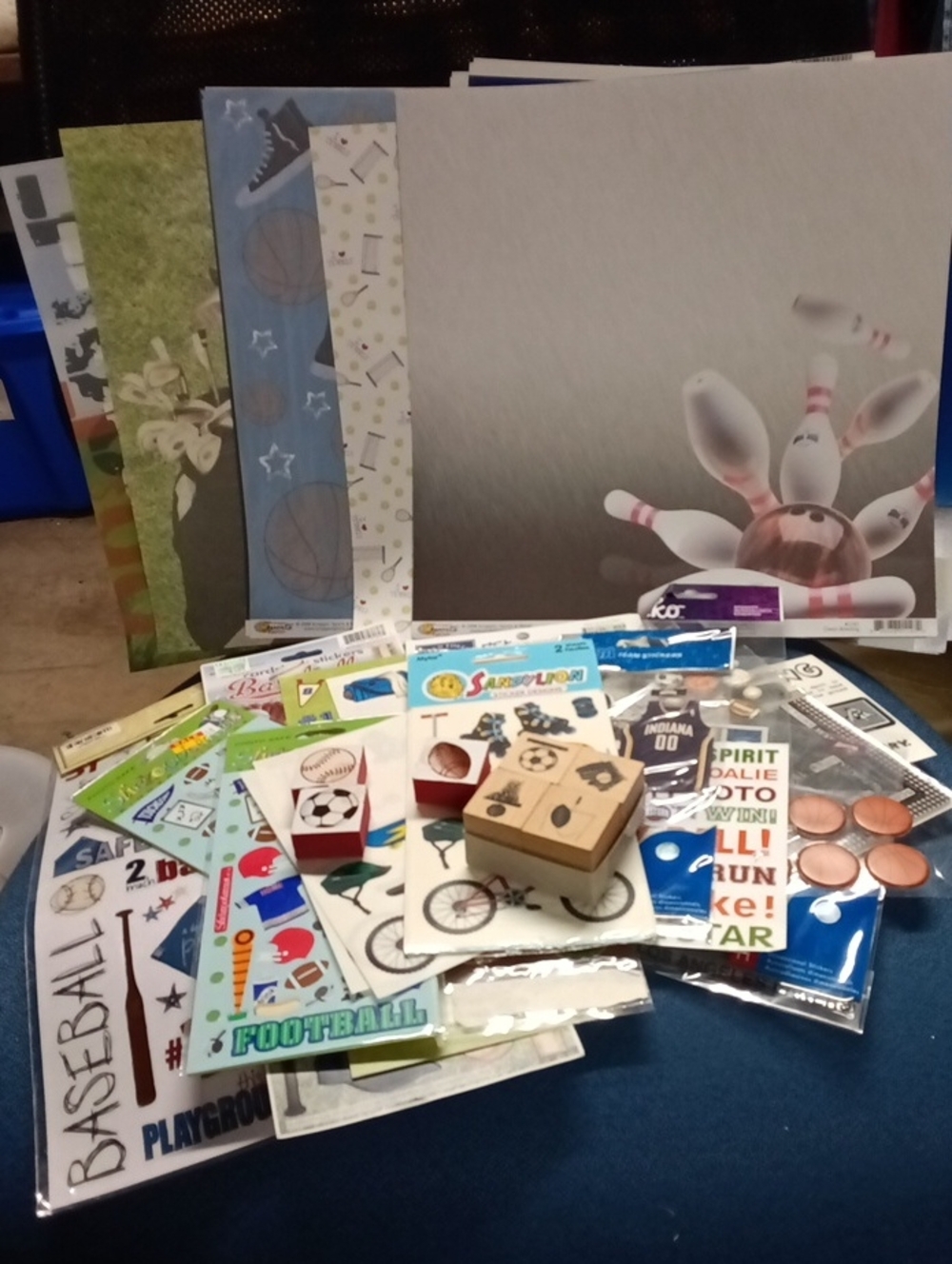 47 Pc Sports Assortment - Paper, Stamps, Embellishments